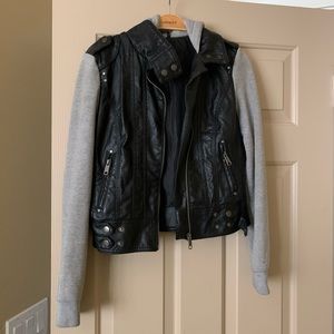 faux leather hybrid jacket